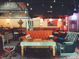 The Central Perk big orange couch